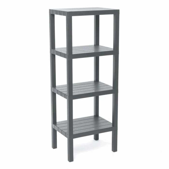 4 Raflı Gri Modüler Ünite Plastik 38x29x100 Cm (5580)