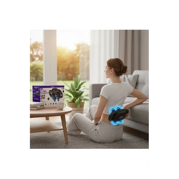 9 Kademeli Şarjlı Titreșimli Masaj Tabancası 6 Başlıklı / 25w 1800 Mah