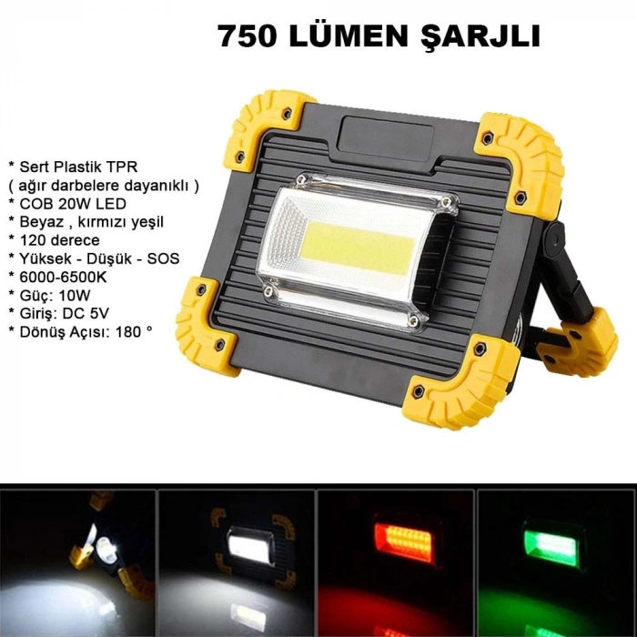 750 Lümen Powerbank Şarjlı Işıldak  Wt-330