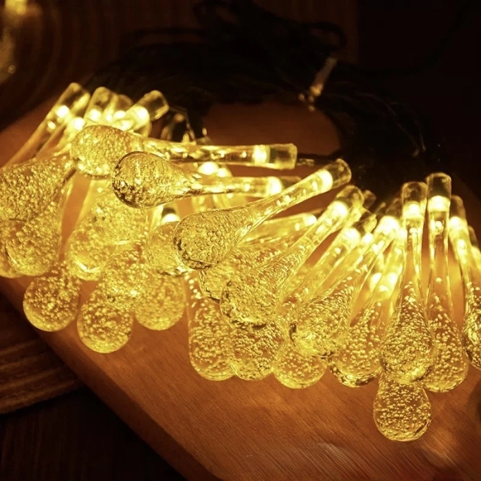 7m 50 Led Damla 8 Fonksiyonlu Solar Panelli-gün Işığı