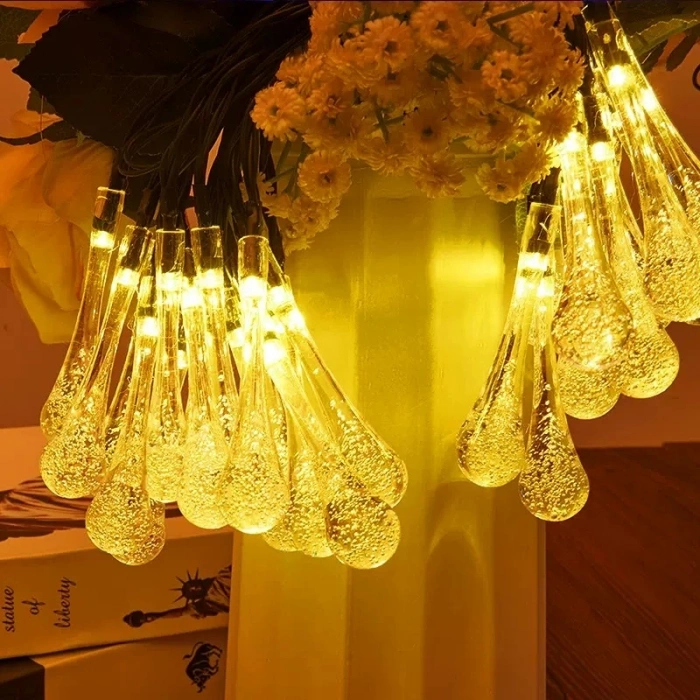 7m 50 Led Damla 8 Fonksiyonlu Solar Panelli-gün Işığı