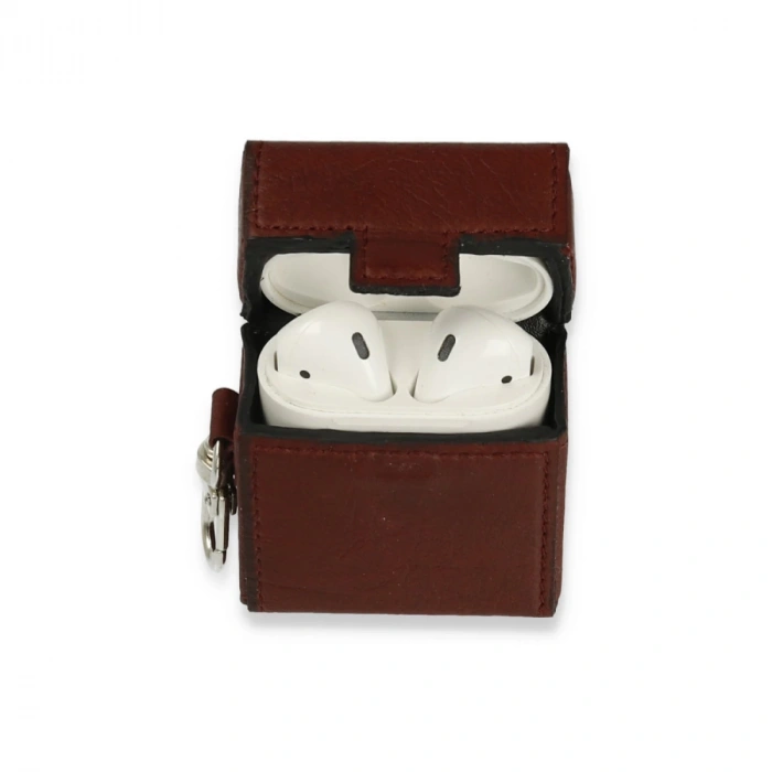 Airpods 2 (2.nesil) Deri Kılıf - Bordo