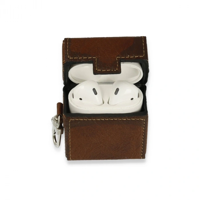 Airpods 2 (2.nesil) Deri Kılıf - Kahverengi