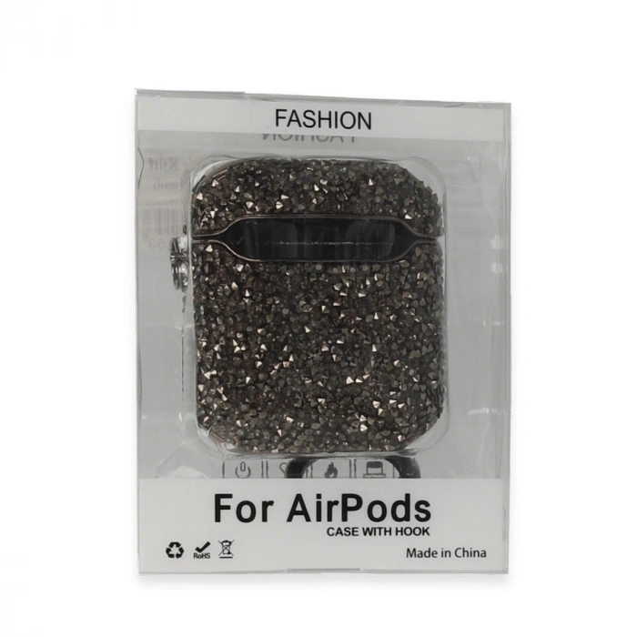 Apple Airpods 2 (2.nesil) Mira Taşlı Kılıf - Siyah