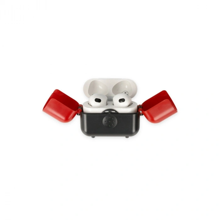 Apple Airpods 3 (3.nesil) Basmalı Kılıf - Siyah-kırmızı