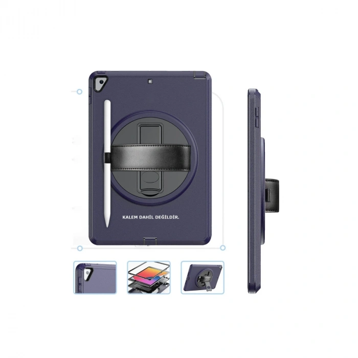 Apple İpad 10.2 (7.nesil) Kılıf Hand Strap Tablet Kılıfı - Lacivert