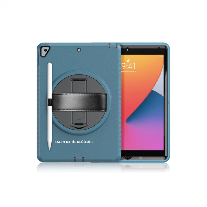 Apple İpad 10.2 (7.nesil) Kılıf Hand Strap Tablet Kılıfı - Turkuaz