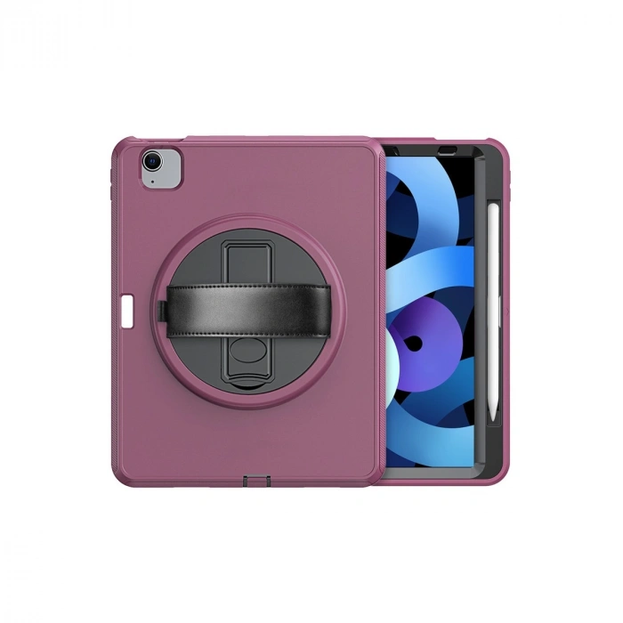 Apple İpad 2022 10.9 (10.nesil) Kılıf Hand Strap Tablet Kılıfı - Mürdüm