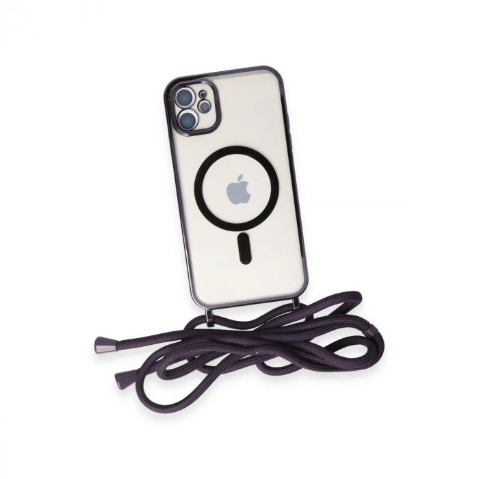 Apple İphone 11 Kılıf Divo Lazer Askılı Magsafe Kapak - Derin Mor
