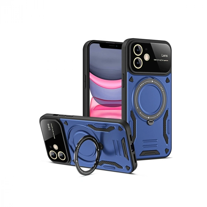 Apple İphone 11 Kılıf Joy Lens Standlı Kapak - Lacivert