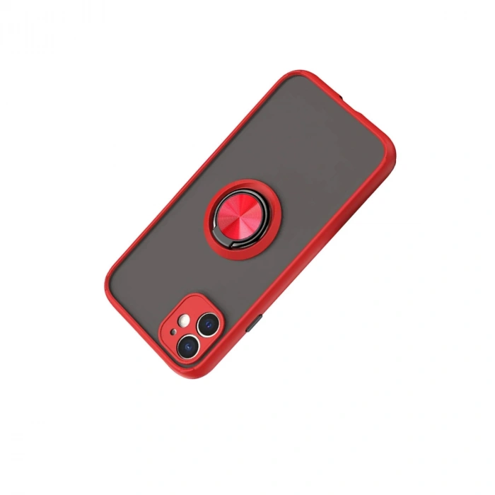 Apple İphone 11 Kılıf Montreal Yüzüklü Silikon Kapak - Kırmızı