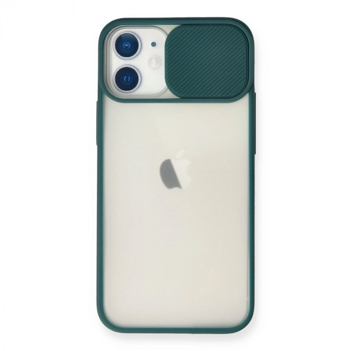 Apple İphone 11 Kılıf Palm Buzlu Kamera Sürgülü Silikon - Yeşil