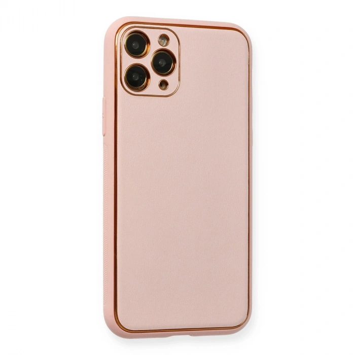 Apple İphone 11 Pro Kılıf Coco Deri Silikon Kapak - Pembe
