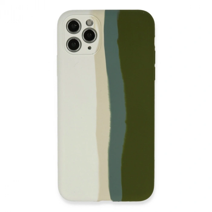 Apple İphone 11 Pro Kılıf Ebruli Lansman Silikon - Beyaz-yeşil