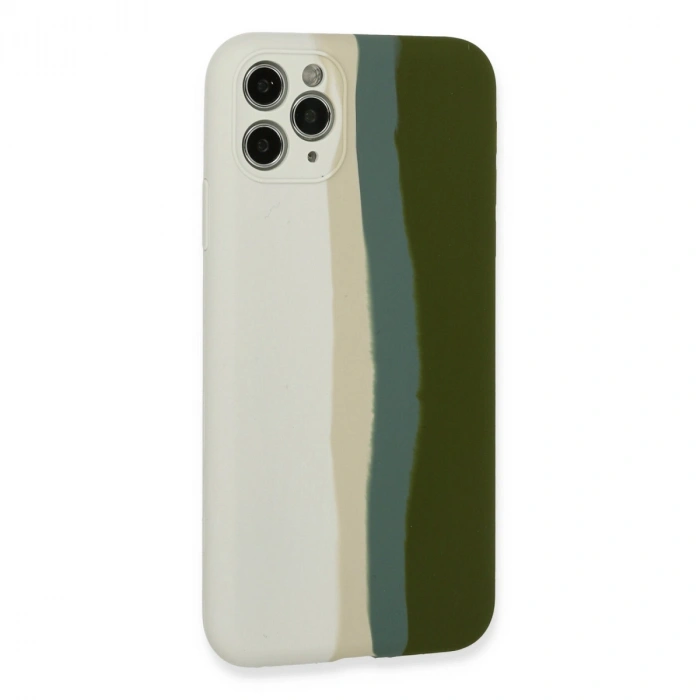 Apple İphone 11 Pro Kılıf Ebruli Lansman Silikon - Beyaz-yeşil