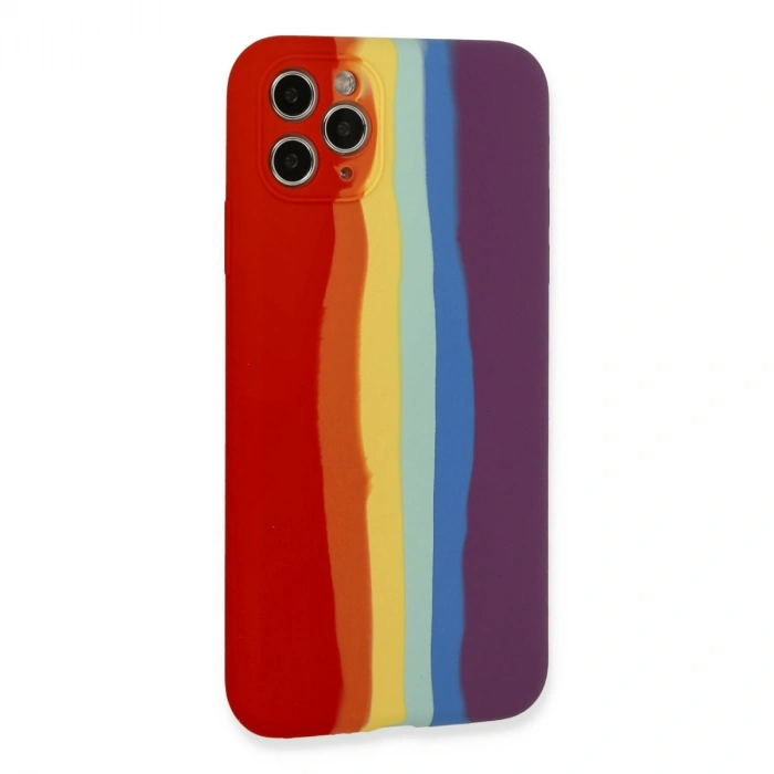 Apple İphone 11 Pro Kılıf Ebruli Lansman Silikon - Kırmızı-mor