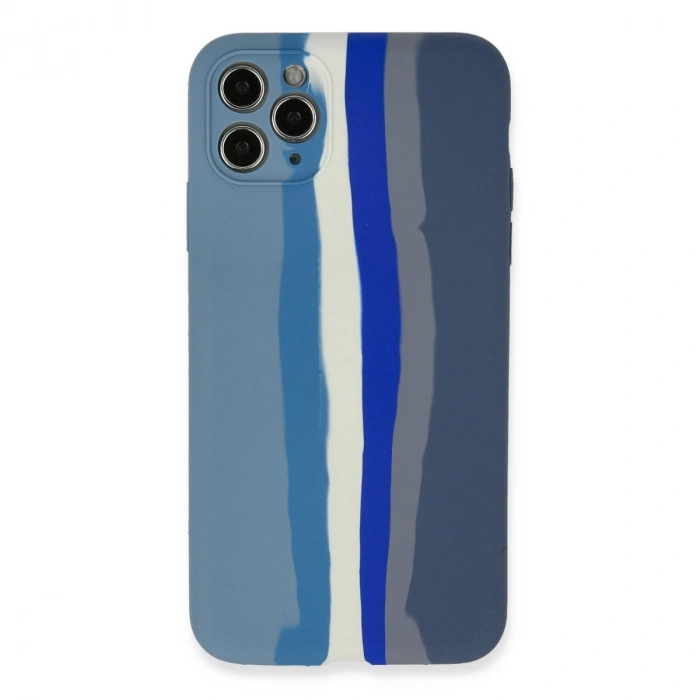 Apple İphone 11 Pro Kılıf Ebruli Lansman Silikon - Mavi-gri