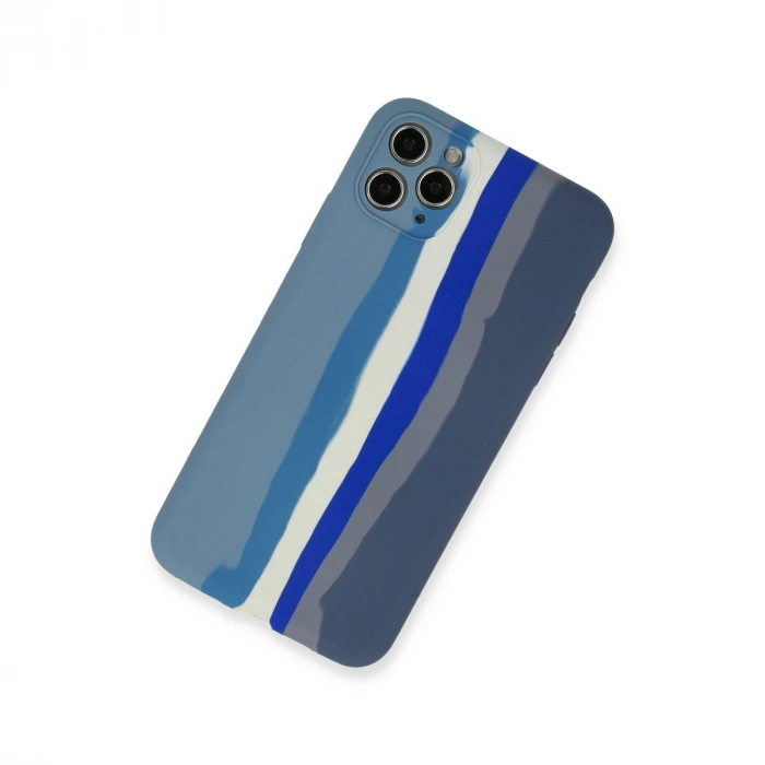 Apple İphone 11 Pro Kılıf Ebruli Lansman Silikon - Mavi-gri