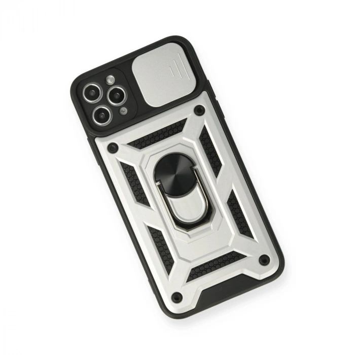 Apple İphone 11 Pro Kılıf Pars Lens Yüzüklü Silikon - Gümüş