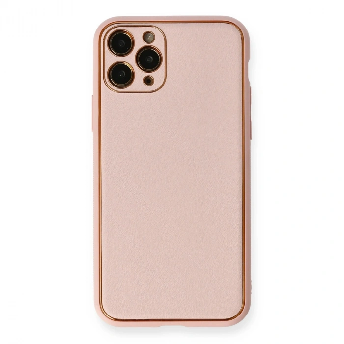Apple İphone 11 Pro Max Kılıf Coco Deri Silikon Kapak - Pembe