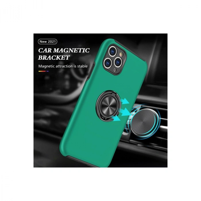 Apple İphone 11 Pro Max Kılıf Elit Yüzüklü Kapak - Yeşil