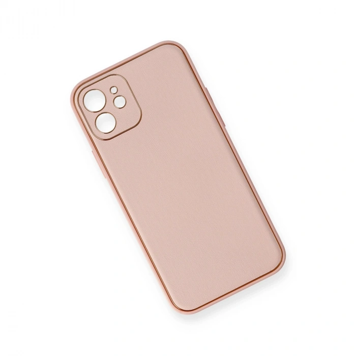 Apple İphone 12 Kılıf Coco Deri Silikon Kapak - Pembe