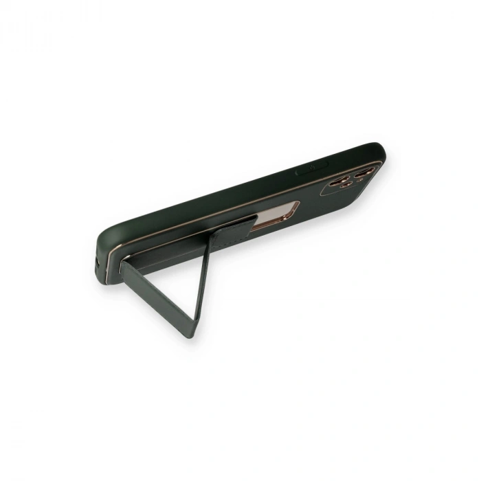 Apple İphone 12 Kılıf Coco Deri Standlı Kapak - Füme