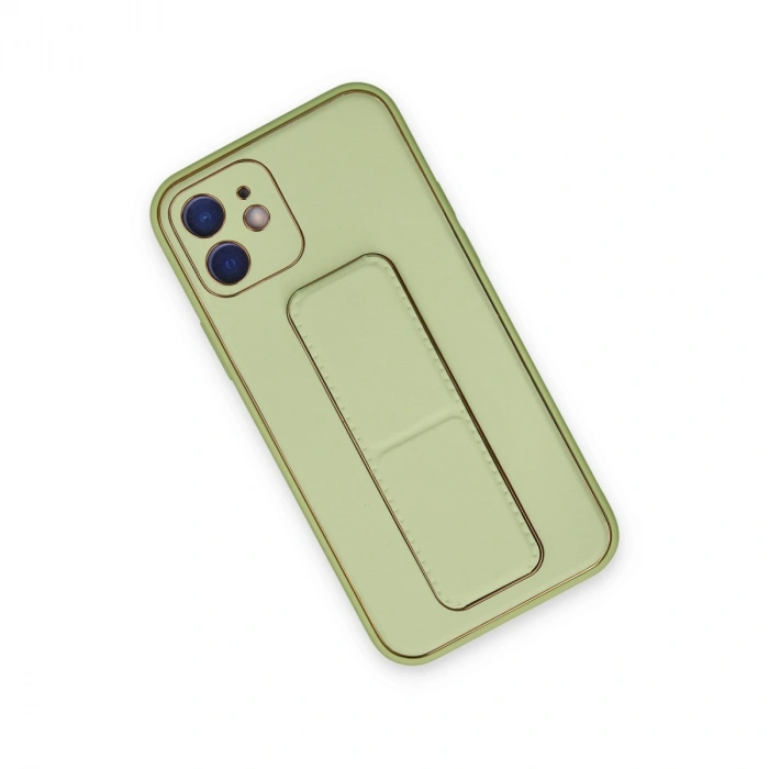 Apple İphone 12 Kılıf Coco Deri Standlı Kapak - Su Yeşili