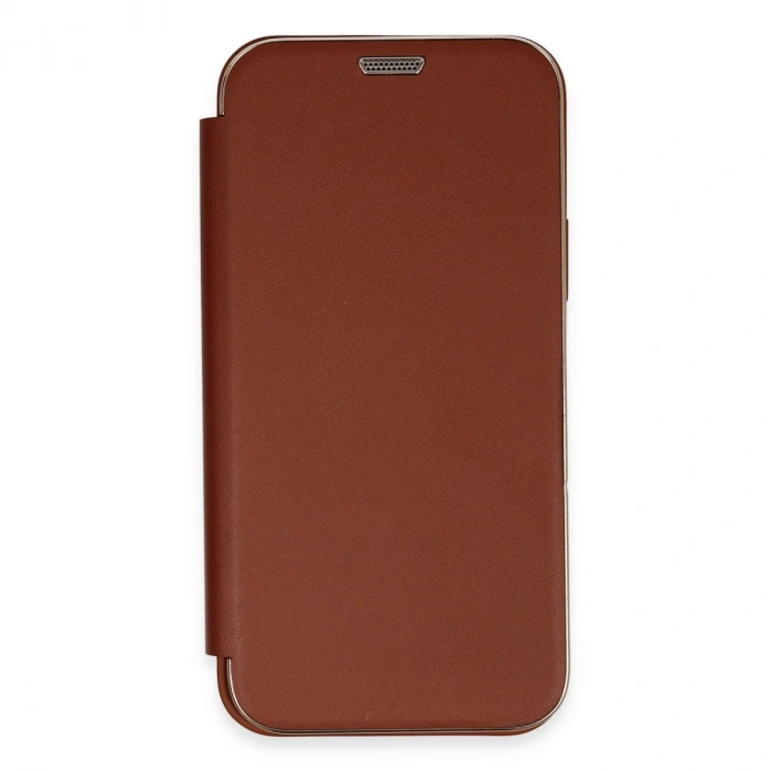 Apple İphone 12 Kılıf Dolpin Kapaklı - Kahverengi