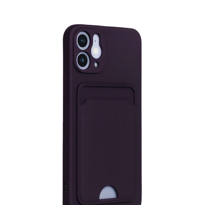 Apple İphone 12 Kılıf Kelvin Kartvizitli Silikon - Derin Mor