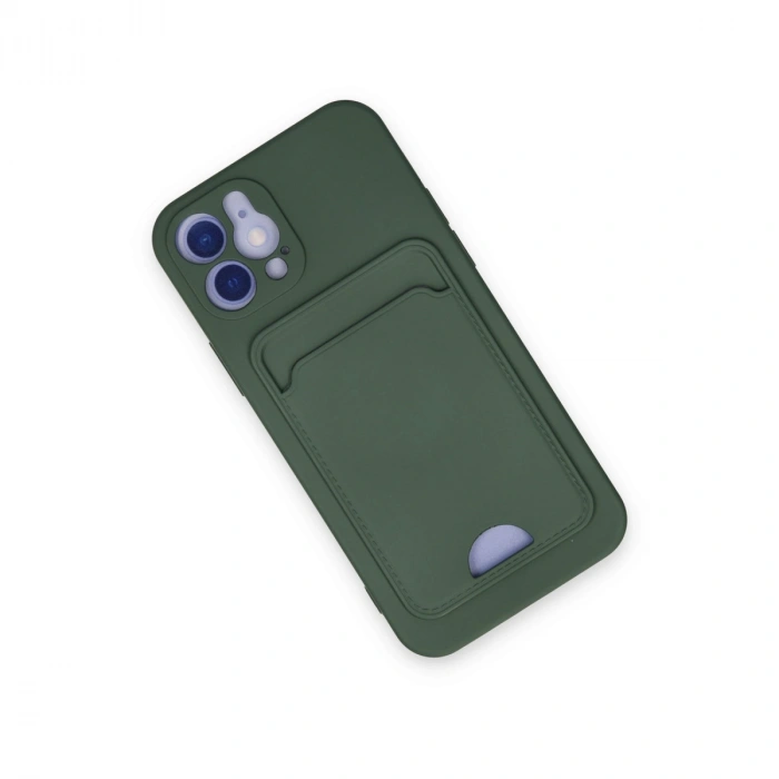 Apple İphone 12 Kılıf Kelvin Kartvizitli Silikon - Koyu Yeşil