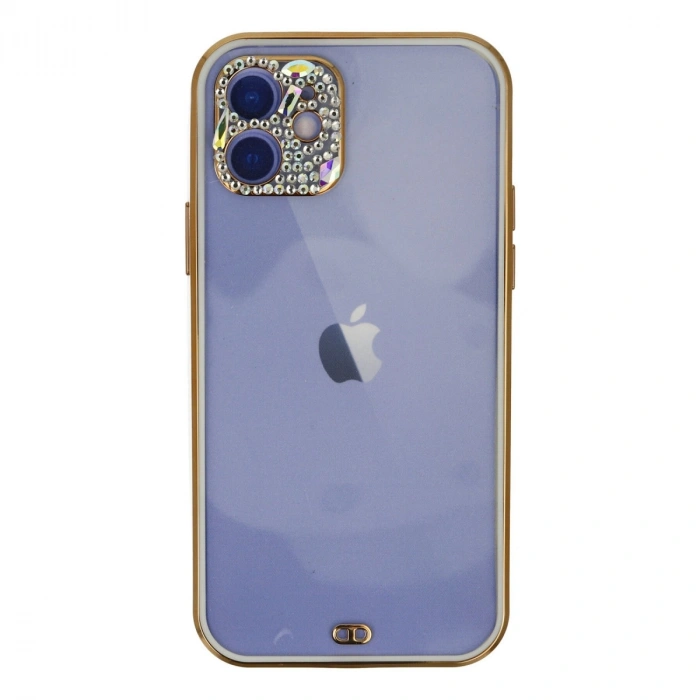 Apple İphone 12 Kılıf Liva Taşlı Silikon - Beyaz