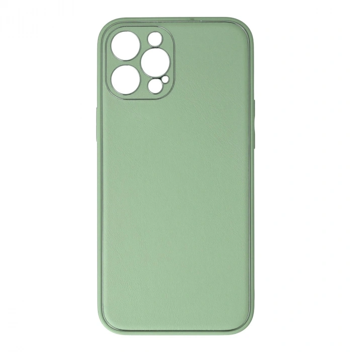 Apple İphone 12 Pro Kılıf Coco Deri Silikon Kapak - Açık Yeşil