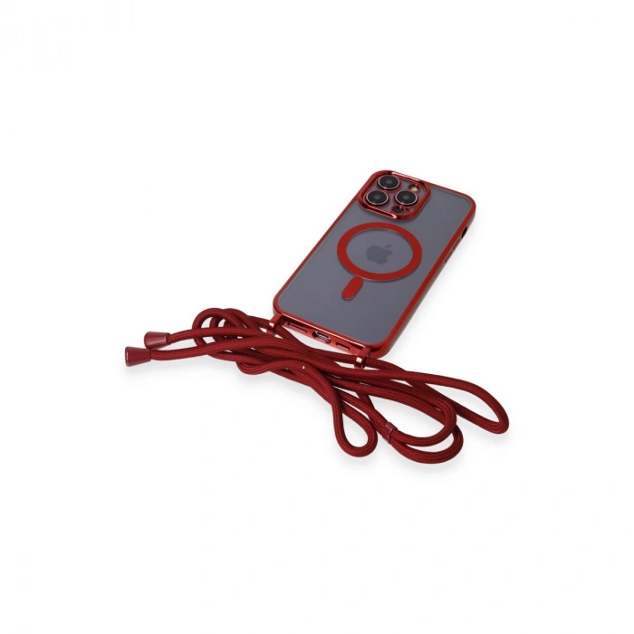 Apple İphone 12 Pro Kılıf Divo Lazer Askılı Magsafe Kapak - Kırmızı