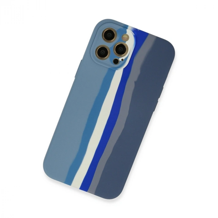 Apple İphone 12 Pro Kılıf Ebruli Lansman Silikon - Mavi-gri