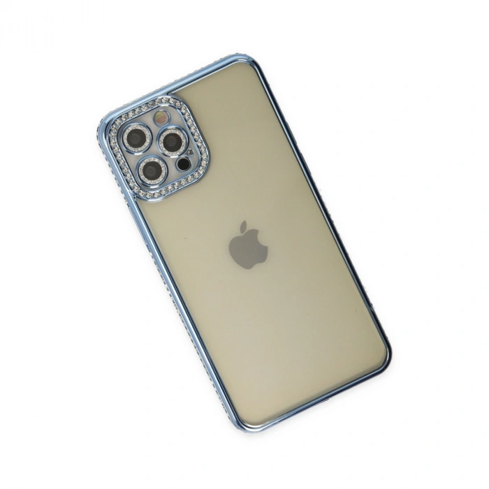 Apple İphone 12 Pro Kılıf Joke Taşlı Silikon - Mavi