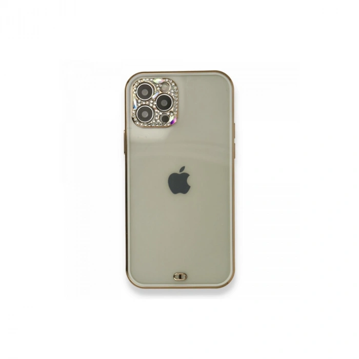 Apple İphone 12 Pro Kılıf Liva Taşlı Silikon - Beyaz