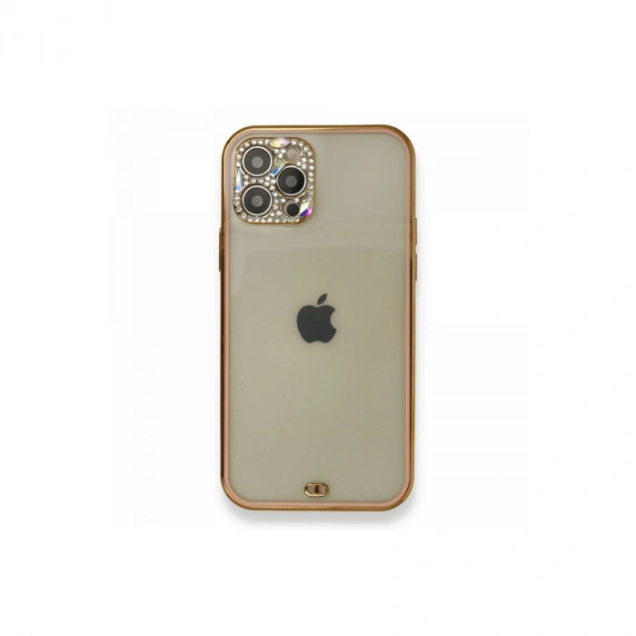 Apple İphone 12 Pro Kılıf Liva Taşlı Silikon - Pembe
