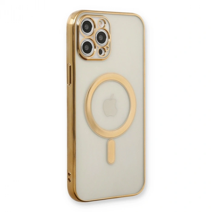 Apple İphone 12 Pro Kılıf Magneticsafe Lazer Silikon - Gold