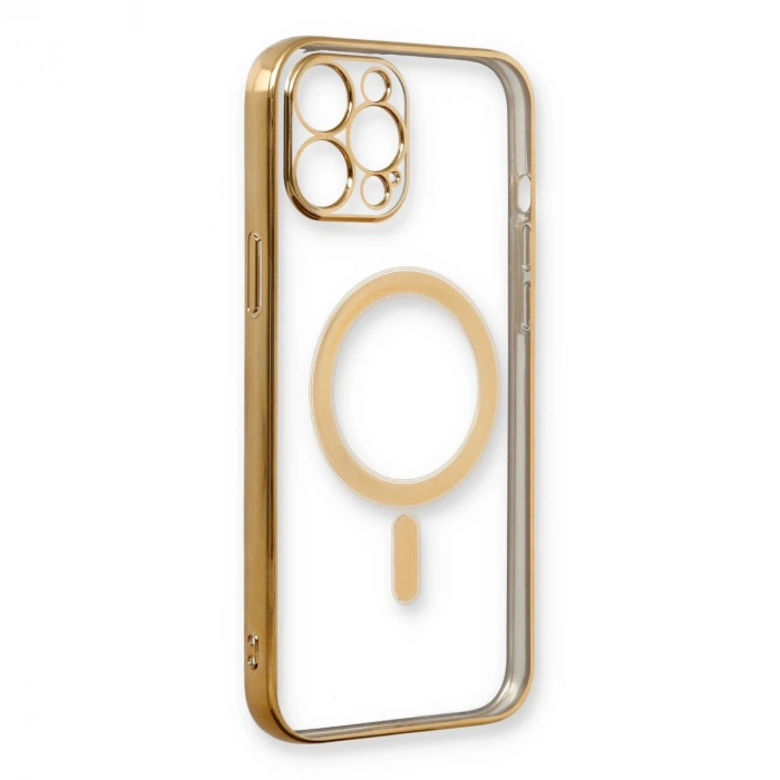 Apple İphone 12 Pro Kılıf Magneticsafe Lazer Silikon - Gold