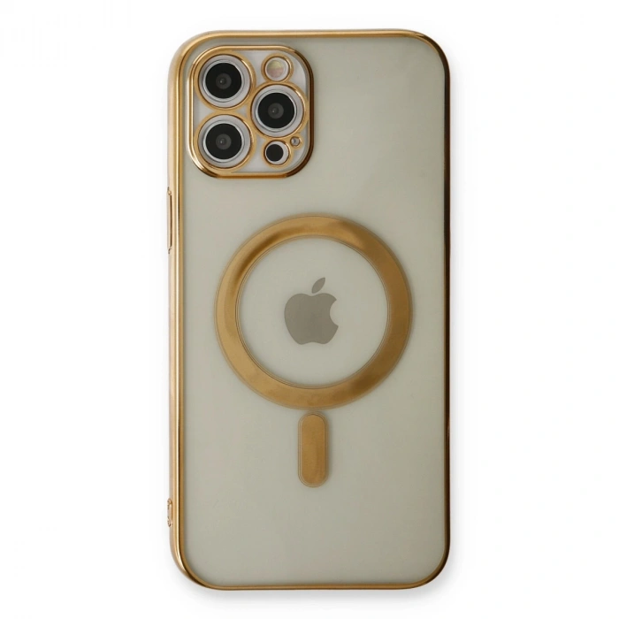 Apple İphone 12 Pro Kılıf Magneticsafe Lazer Silikon - Gold