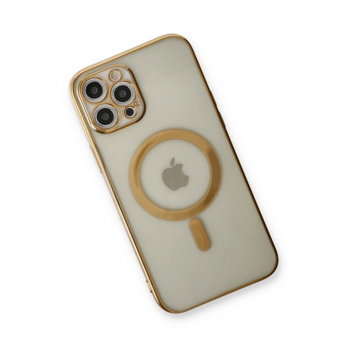 Apple İphone 12 Pro Kılıf Magneticsafe Lazer Silikon - Gold