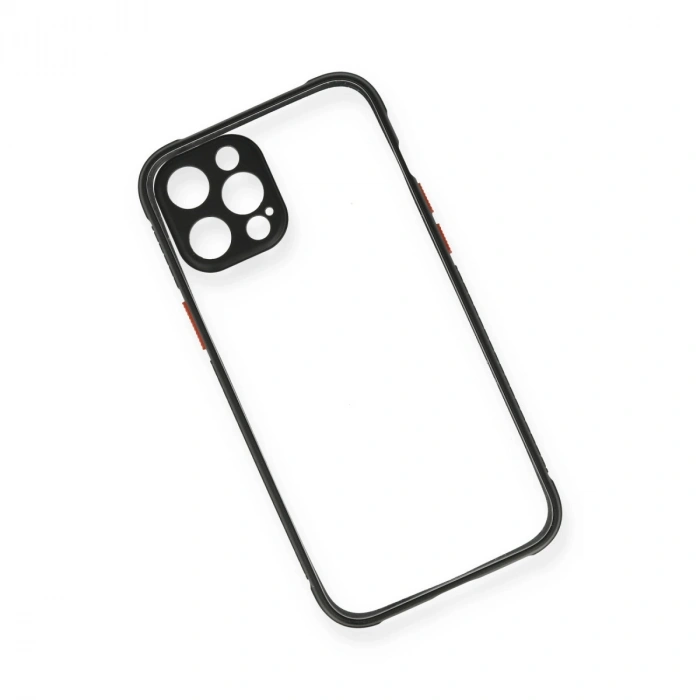 Apple İphone 12 Pro Kılıf Miami Şeffaf Silikon - Siyah