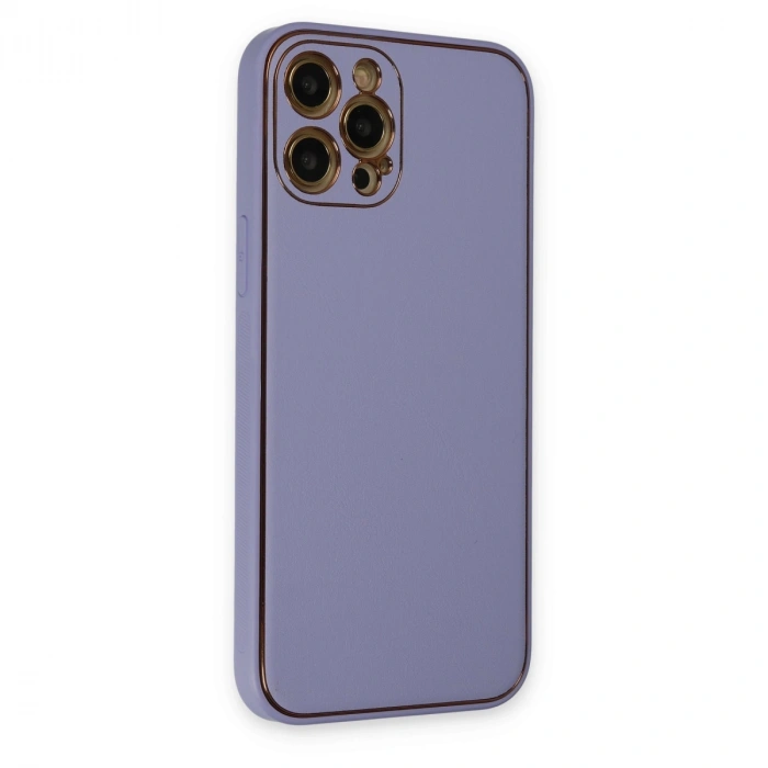 Apple İphone 12 Pro Max Kılıf Coco Deri Silikon Kapak - Açık Lila