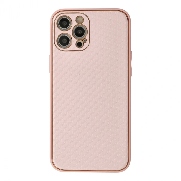 Apple İphone 12 Pro Max Kılıf Coco Karbon Silikon - Pembe