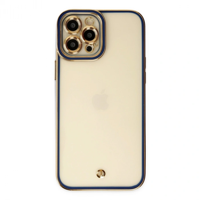 Apple İphone 12 Pro Max Kılıf Liva Lens Silikon - Mavi