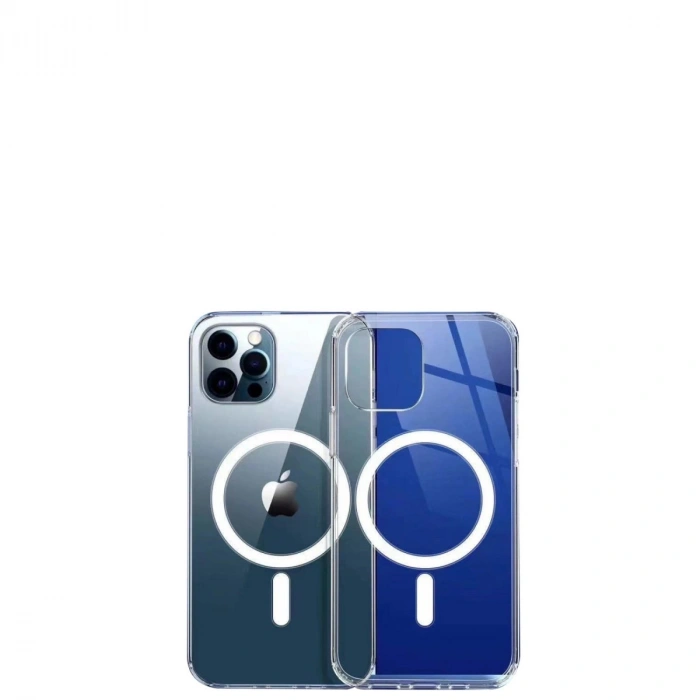 Apple İphone 12 Pro Max Kılıf Magneticsafe Şeffaf Silikon - Şeffaf