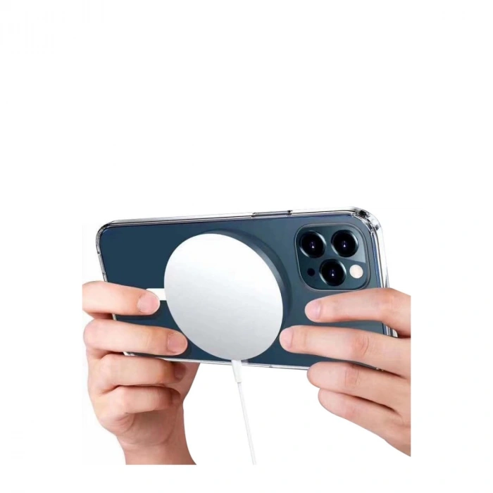 Apple İphone 12 Pro Max Kılıf Magneticsafe Şeffaf Silikon - Şeffaf