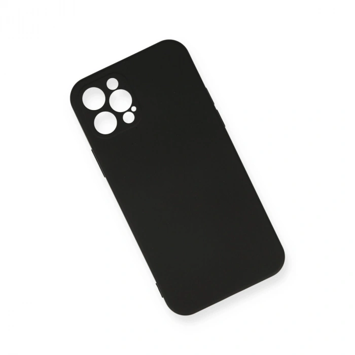 Apple İphone 12 Pro Max Kılıf Nano İçi Kadife Silikon - Siyah