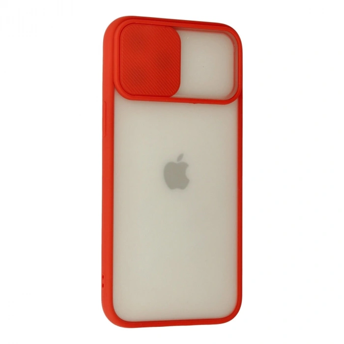 Apple İphone 12 Pro Max Kılıf Palm Buzlu Kamera Sürgülü Silikon - Kırmızı